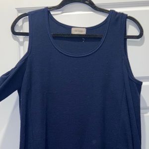 Dark Blue Cold-Shoulder Sweater